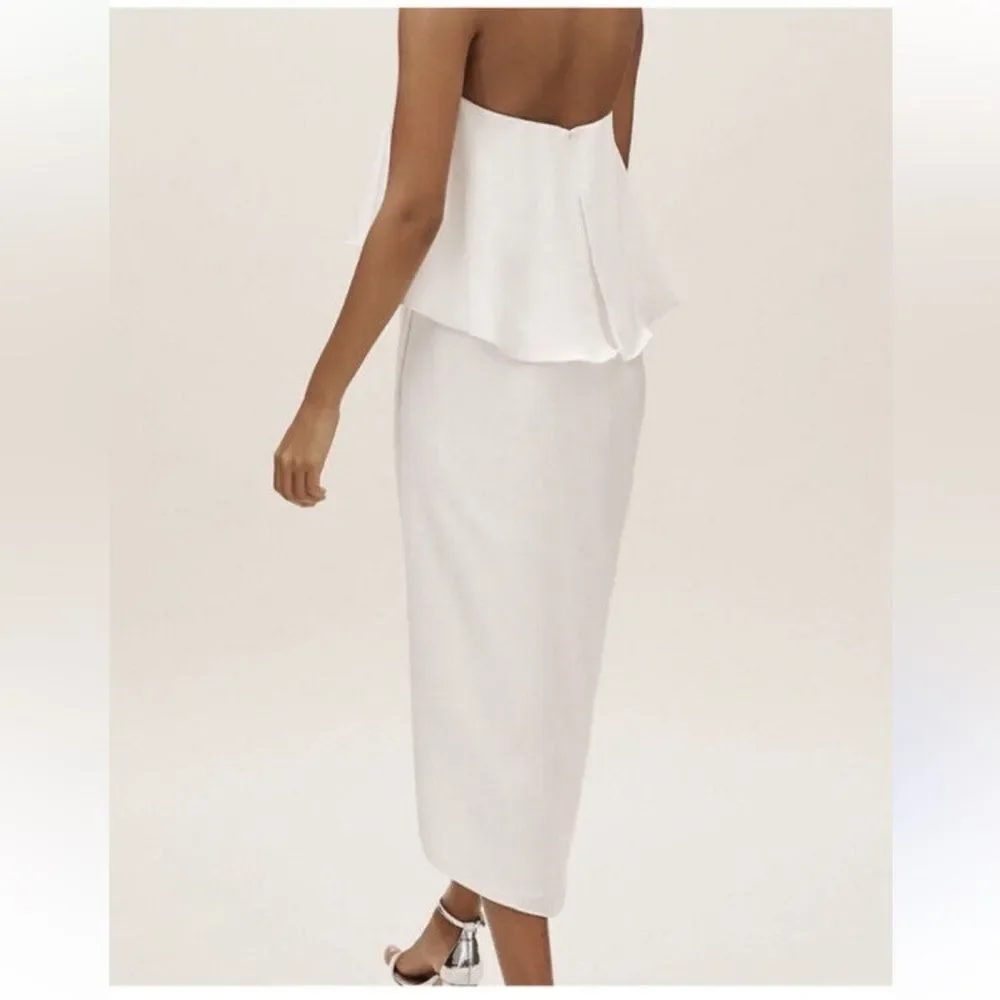 Anthropologie BHLDN Kelli Tulip Hem Dress White Size U.S. 14 - Picture 4 of 9